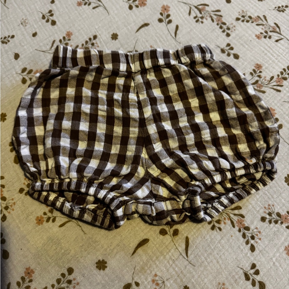 Kids Checkered Brown Shorts